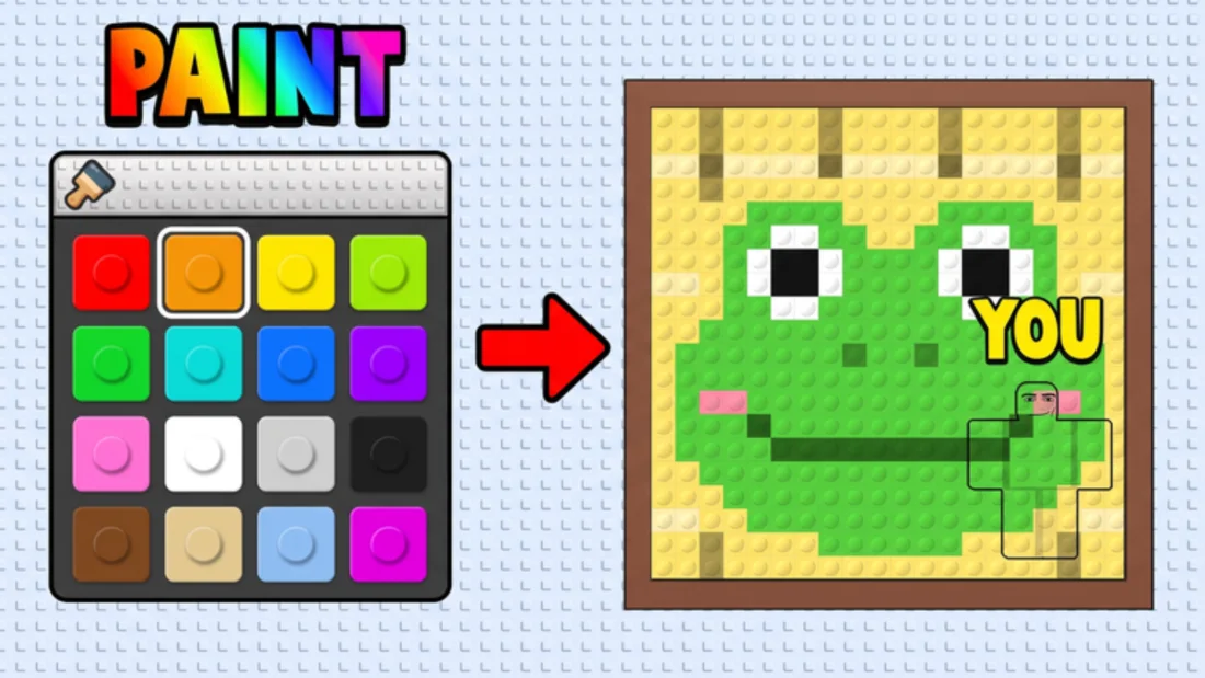 Hide In Pixels palette next to a frog painting