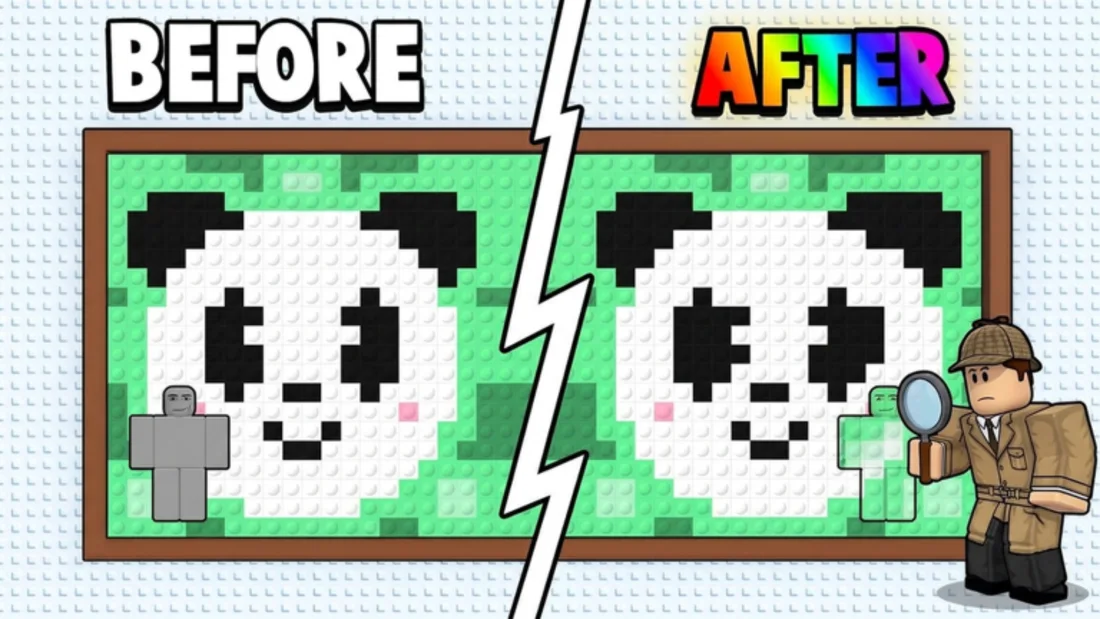 Hide In Pixels panda painting before and after blending